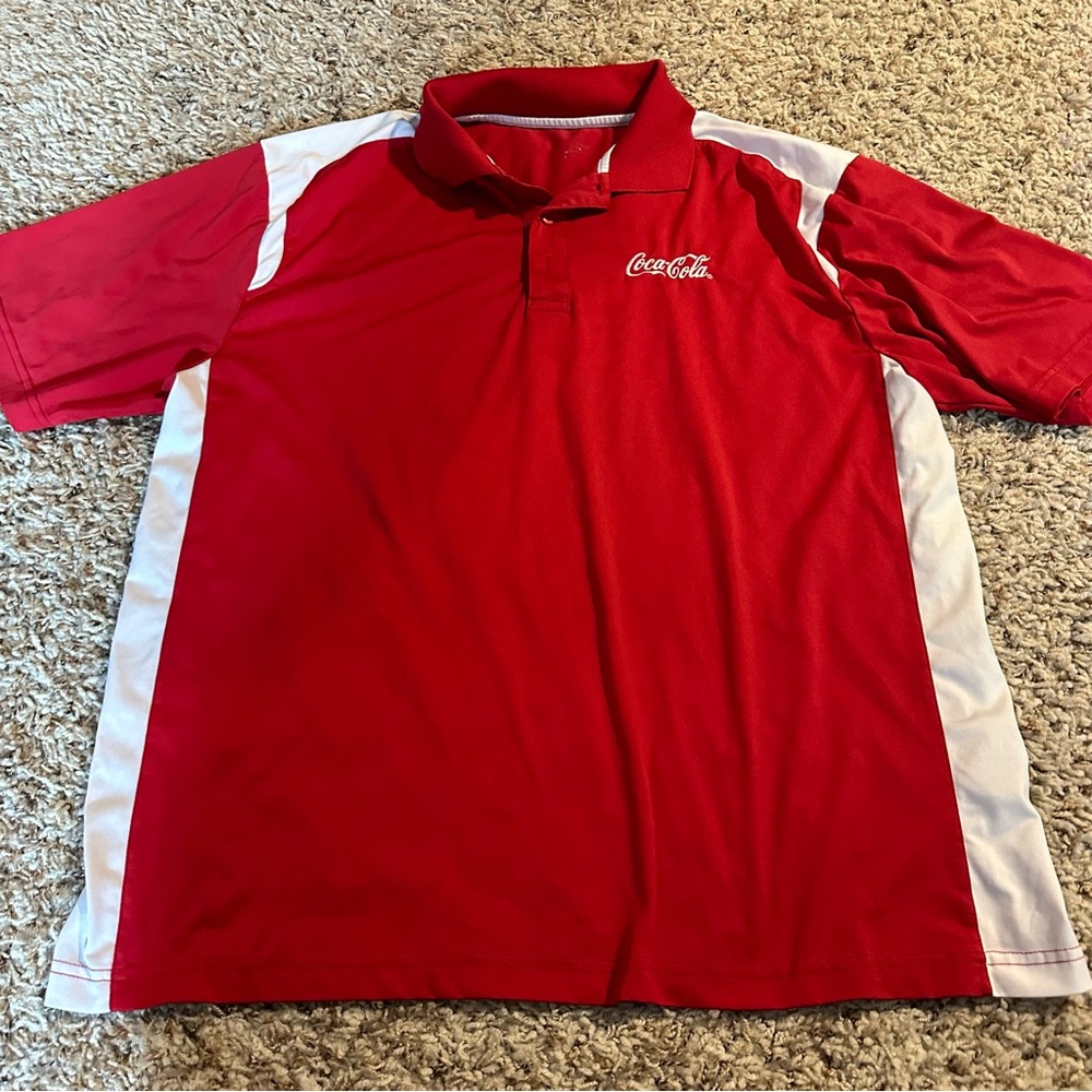 Coca Cola Polo Shirt Men’s Large Red And White Striped
